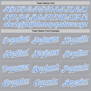 Custom Gray White Pinstripe Light Blue-White Authentic Baseball Jersey