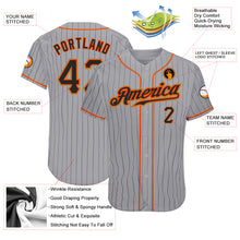 Laden Sie das Bild in den Galerie-Viewer, Custom Gray Black Pinstripe Black-Orange Authentic Baseball Jersey
