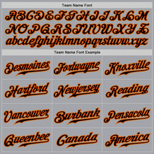 Load image into Gallery viewer, Custom Gray Black Pinstripe Black-Orange Authentic Baseball Jersey
