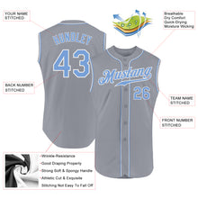Laden Sie das Bild in den Galerie-Viewer, Custom Gray Light Blue-White Authentic Sleeveless Baseball Jersey
