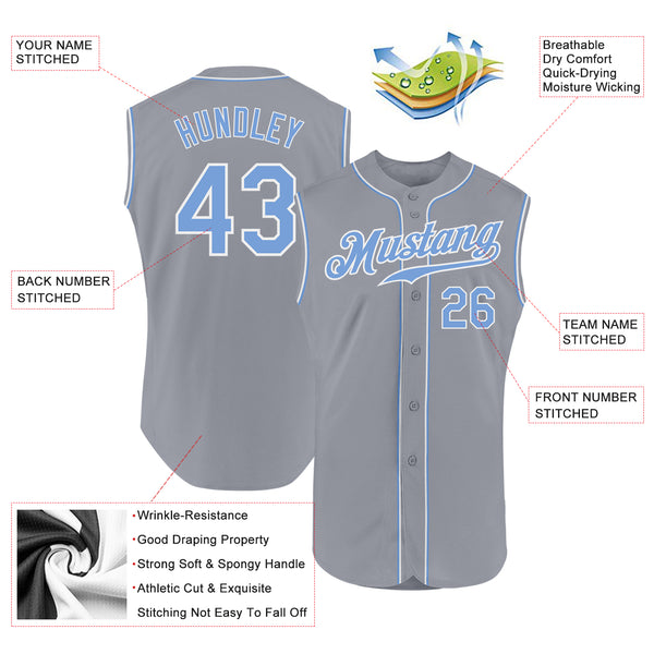 Cheap Custom Gray Light Blue-White Authentic Sleeveless Baseball Jersey  Free Shipping – CustomJerseysPro