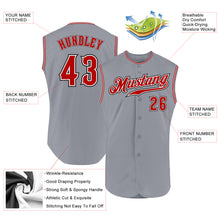 Laden Sie das Bild in den Galerie-Viewer, Custom Gray Red-Black Authentic Sleeveless Baseball Jersey
