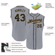 Laden Sie das Bild in den Galerie-Viewer, Custom Gray Black-Old Gold Authentic Sleeveless Baseball Jersey
