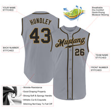 Load image into Gallery viewer, Custom Gray Black-Old Gold Authentic Sleeveless Baseball Jersey
