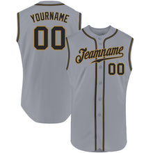 Load image into Gallery viewer, Custom Gray Black-Old Gold Authentic Sleeveless Baseball Jersey
