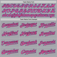 Load image into Gallery viewer, Custom Gray Light Blue-Pink Authentic Baseball Jersey
