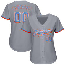 Load image into Gallery viewer, Custom Gray Powder Blue White-Orange Authentic Baseball Jersey
