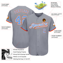 Laden Sie das Bild in den Galerie-Viewer, Custom Gray Powder Blue White-Orange Authentic Baseball Jersey
