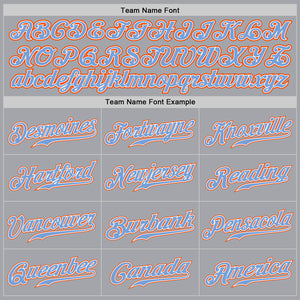 Custom Gray Powder Blue White-Orange Authentic Baseball Jersey