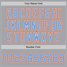 Load image into Gallery viewer, Custom Gray Powder Blue White-Orange Authentic Baseball Jersey
