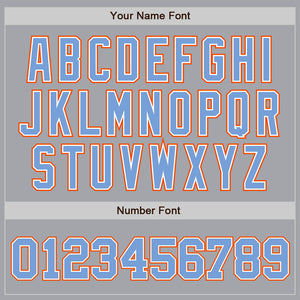 Custom Gray Powder Blue White-Orange Authentic Baseball Jersey