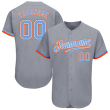 Load image into Gallery viewer, Custom Gray Powder Blue White-Orange Authentic Baseball Jersey
