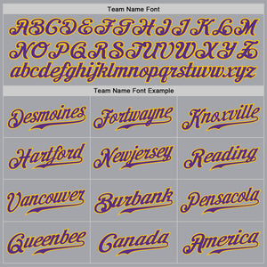 Custom Gray Purple-Gold Authentic Baseball Jersey