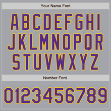 Load image into Gallery viewer, Custom Gray Purple-Gold Authentic Baseball Jersey
