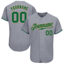 Load image into Gallery viewer, Custom Gray Kelly Green-Old Gold Authentic Baseball Jersey
