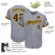 Load image into Gallery viewer, Custom Gray Brown-Gold Authentic Baseball Jersey
