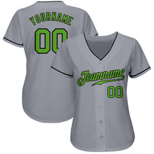 Load image into Gallery viewer, Custom Gray Neon Green-Black Authentic Baseball Jersey

