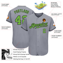 Laden Sie das Bild in den Galerie-Viewer, Custom Gray Neon Green-Black Authentic Baseball Jersey
