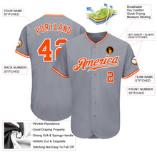 Load image into Gallery viewer, Custom Gray Orange-White Authentic Baseball Jersey
