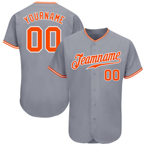 Custom Gray Orange-White Authentic Baseball Jersey