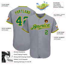 Laden Sie das Bild in den Galerie-Viewer, Custom Gray Kelly Green-Gold Authentic Baseball Jersey
