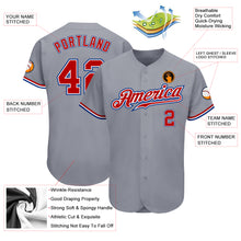 Load image into Gallery viewer, Custom Gray Red White-Royal Authentic Baseball Jersey
