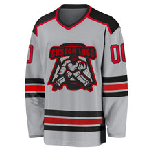 Laden Sie das Bild in den Galerie-Viewer, Custom Gray Red-Black Hockey Jersey
