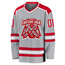 Laden Sie das Bild in den Galerie-Viewer, Custom Gray Red-White Hockey Jersey
