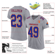 Load image into Gallery viewer, Custom Gray Royal-Orange Mesh Authentic Football Jersey
