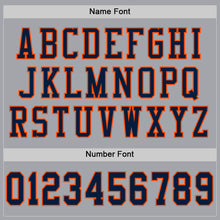 Load image into Gallery viewer, Custom Gray Navy-Orange Mesh Authentic Football Jersey
