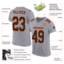 Laden Sie das Bild in den Galerie-Viewer, Custom Gray Black-Orange Mesh Authentic Football Jersey
