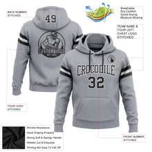 Load image into Gallery viewer, Custom Stitched Gray Black-White Football Pullover Sweatshirt Hoodie
