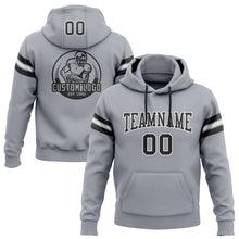 Load image into Gallery viewer, Custom Stitched Gray Black-White Football Pullover Sweatshirt Hoodie
