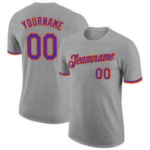 Custom Gray Purple-Orange Performance T-Shirt