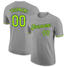 Load image into Gallery viewer, Custom Gray Neon Green-Navy Performance T-Shirt
