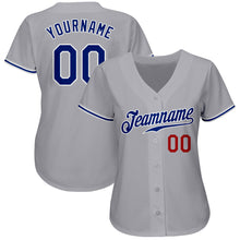 Laden Sie das Bild in den Galerie-Viewer, Custom Gray Royal-Red Authentic Baseball Jersey
