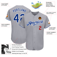 Load image into Gallery viewer, Custom Gray Royal-Red Authentic Baseball Jersey

