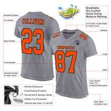 Load image into Gallery viewer, Custom Gray Orange-Black Mesh Authentic Football Jersey
