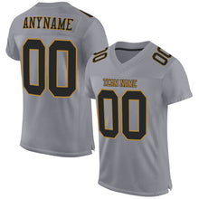 Laden Sie das Bild in den Galerie-Viewer, Custom Gray Black-Old Gold Mesh Authentic Football Jersey
