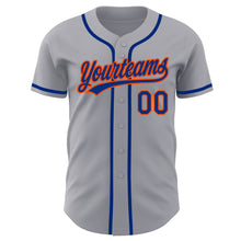 Laden Sie das Bild in den Galerie-Viewer, Custom Gray Royal-Orange Authentic Baseball Jersey
