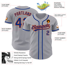 Laden Sie das Bild in den Galerie-Viewer, Custom Gray Royal-Orange Authentic Baseball Jersey
