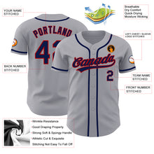 Load image into Gallery viewer, Custom Gray Navy-Red Authentic Baseball Jersey
