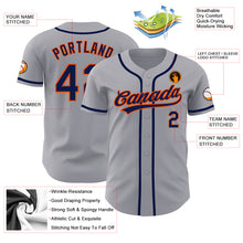 Charger l&#39;image dans la galerie, Custom Gray Navy-Orange Authentic Baseball Jersey
