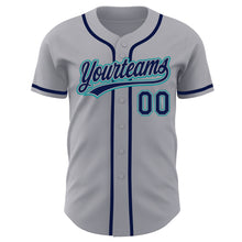 Laden Sie das Bild in den Galerie-Viewer, Custom Gray Navy-Teal Authentic Baseball Jersey
