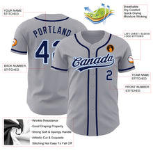 Charger l&#39;image dans la galerie, Custom Gray Navy-Light Blue Authentic Baseball Jersey
