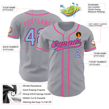 Load image into Gallery viewer, Custom Gray Light Blue Black-Pink Authentic Baseball Jersey
