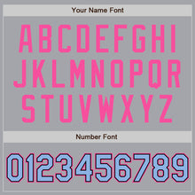 Load image into Gallery viewer, Custom Gray Light Blue Black-Pink Authentic Baseball Jersey
