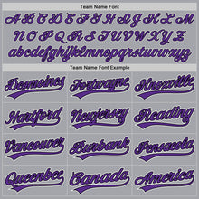 Load image into Gallery viewer, Custom Gray Purple-Black Authentic Baseball Jersey
