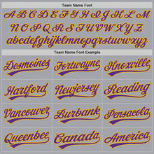 Load image into Gallery viewer, Custom Gray Purple-Gold Authentic Baseball Jersey
