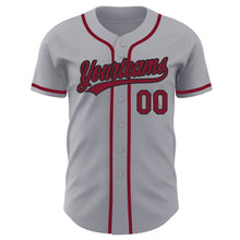 Load image into Gallery viewer, Custom Gray Crimson-Black Authentic Baseball Jersey
